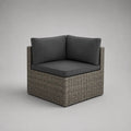 Modulo angolare da giardino a 1 posto in rattan PE grigio con cuscini antracite, 73 × 73 × 65 cm