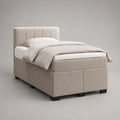 Letto matrimoniale alla francese beige in tessuto con materasso 140 x 200 cm e testiera imbottita