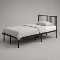 Letto una piazza e mezza in acciaio nero con rete e testiera a barre, 145 x 205 x 100 cm, per materasso 140 x 200 cm