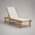 Lettino prendisole da esterno reclinabile in legno e tessuto, beige e legno naturale, 200 x 65 x 95 cm