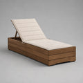 Lettino prendisole reclinabile da esterno in legno con cuscino beige, 200 x 75 x 35 cm