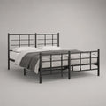 Letto matrimoniale in acciaio nero per materasso 160 × 200 cm, dimensioni 168 × 208 × 110 cm