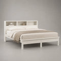 Letto matrimoniale 160 x 200 cm in pino e MDF bianco con testiera libreria e rete a doghe
