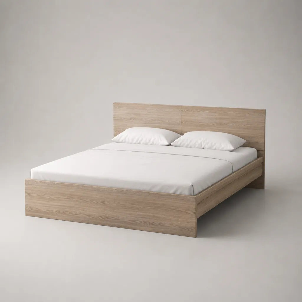 Struttura letto matrimoniale 160 x 200 cm in pannello truciolare melaminico, rovere chiaro, 166 x 205 x 100 cm