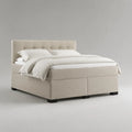 Letto matrimoniale imbottito in poliestere con testiera trapuntata beige, 160 x 200 cm
